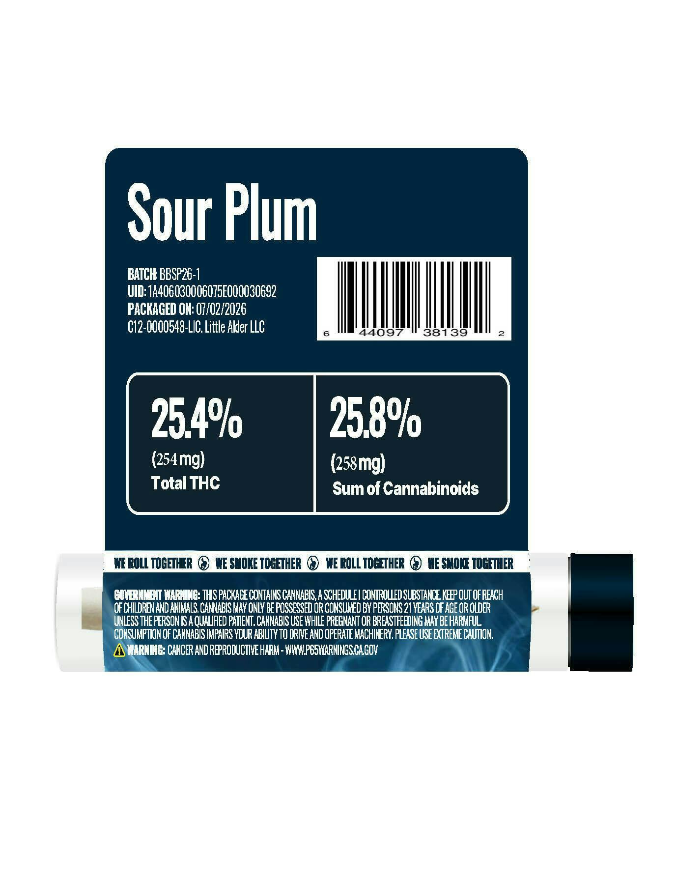 We Grow - Sour Plum | BADBOYZ Infused Joint | 1g - 1