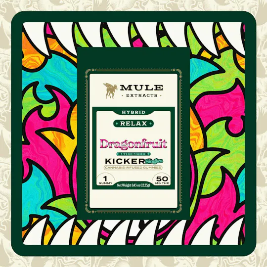 Mule Extracts - Dragonfruit 1:1 THC:CBD Kicker Gummy | 50mg | Single - 1