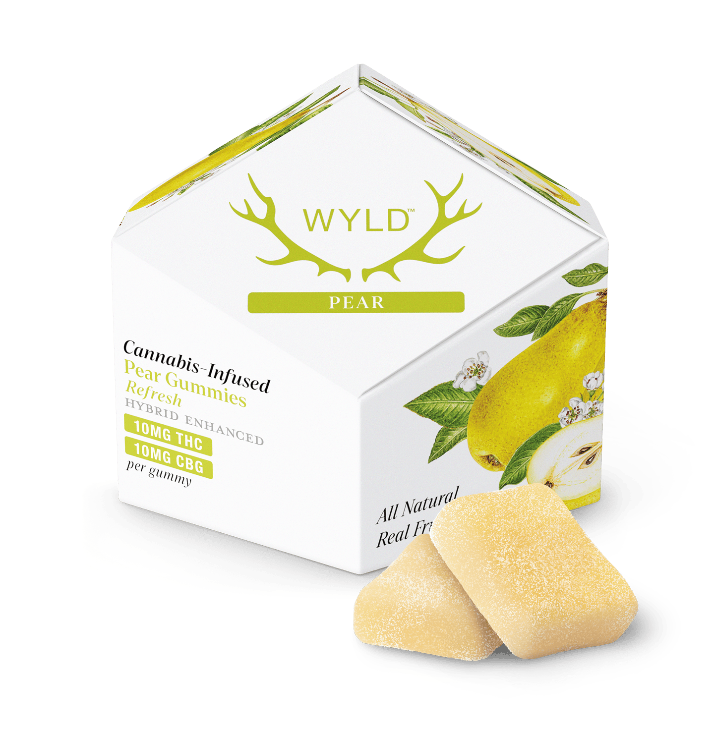 WYLD - Pear | 1:1 THC:CBG Gummies | 100mg | 10ct | 10mg/ea - 1