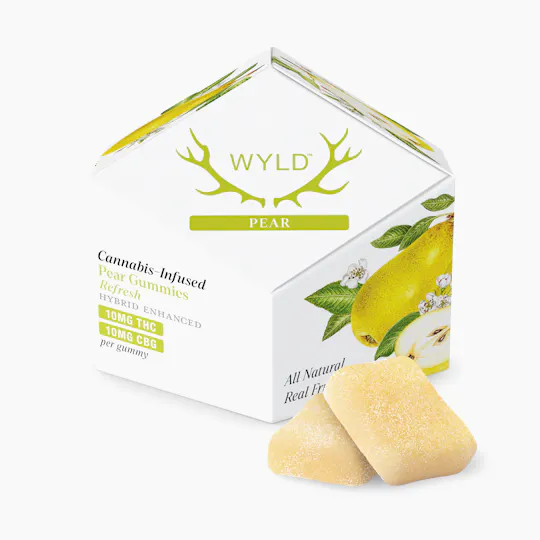 WYLD - Pear | 1:1 THC:CBG Gummies | 100mg | 10ct | 10mg/ea - 1