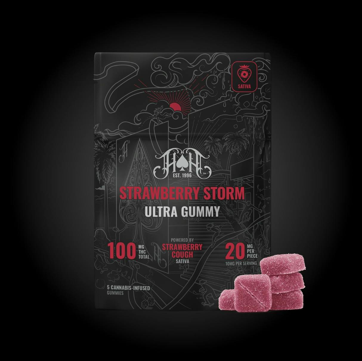 Heavy Hitters - Ultra | Strawberry Storm Gummies | 100mg | 5ct | 20mg/ea - 1