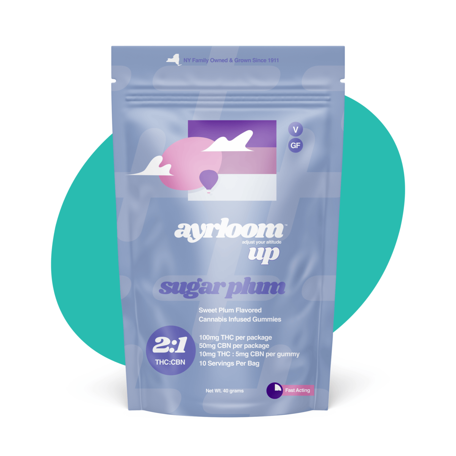 ayrloom - Sugar Plum "Up" 2:1 THC:CBN | 100mg | 10ct | 10mg/ea - 1