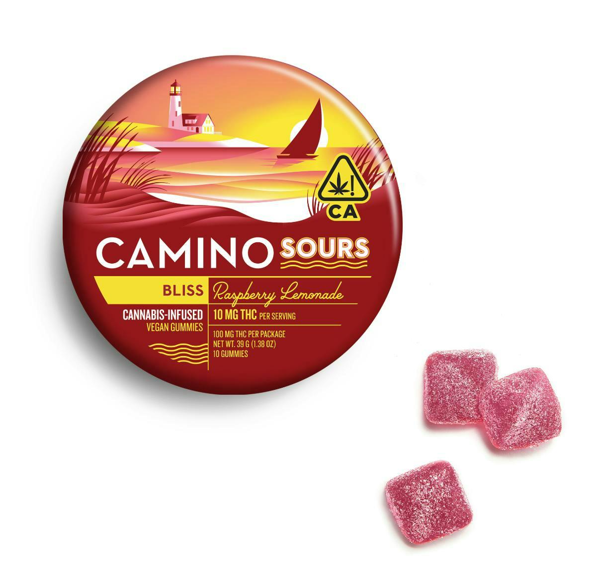 Camino - Bliss | Raspberry Lemonade Sours Gummies | 100mg | 10ct | 10mg/ea - 1