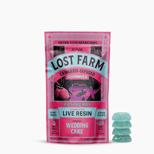 Lost Farm - Raspberry 'Wedding Cake' Live Resin Gummies | 100mg | 20ct | 5mg/ea - 1