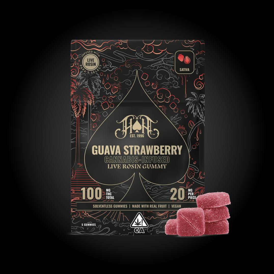 Heavy Hitters - Live Rosin | Guava Strawberry Gummies | 100mg | 5ct | 20mg/ea - 1