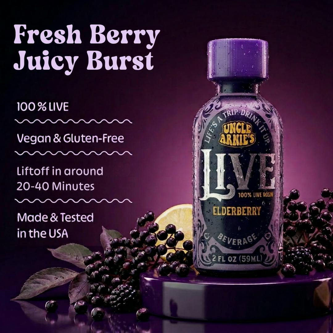 Uncle Arnies - Elderberry 100% Live Rosin | Non-Carbonated | 100mg | 2oz - 1