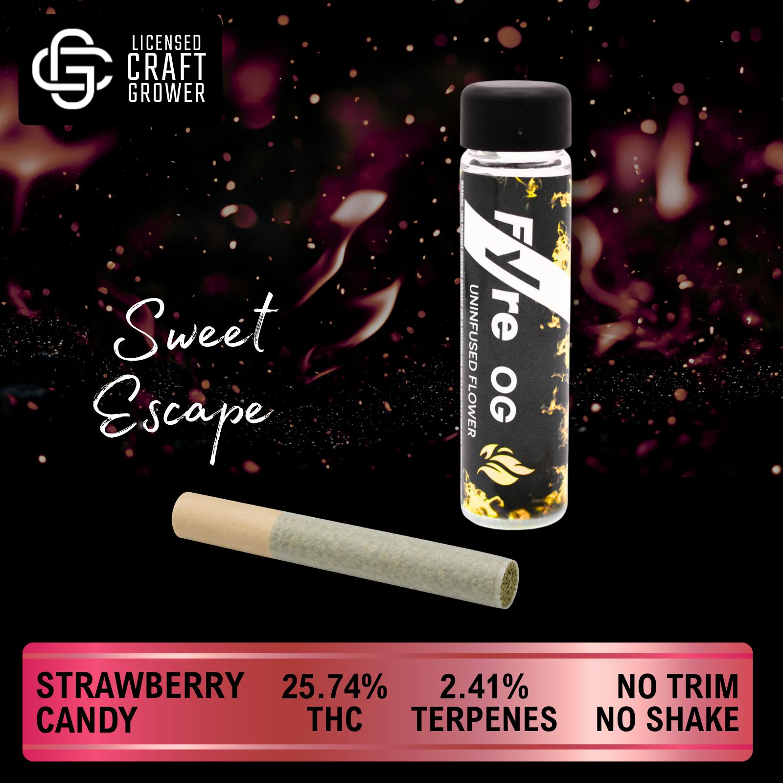 Realeaf Botanicals - Fyre OG Uninfused Strawberry Candy Pre-roll 1.0g - 1