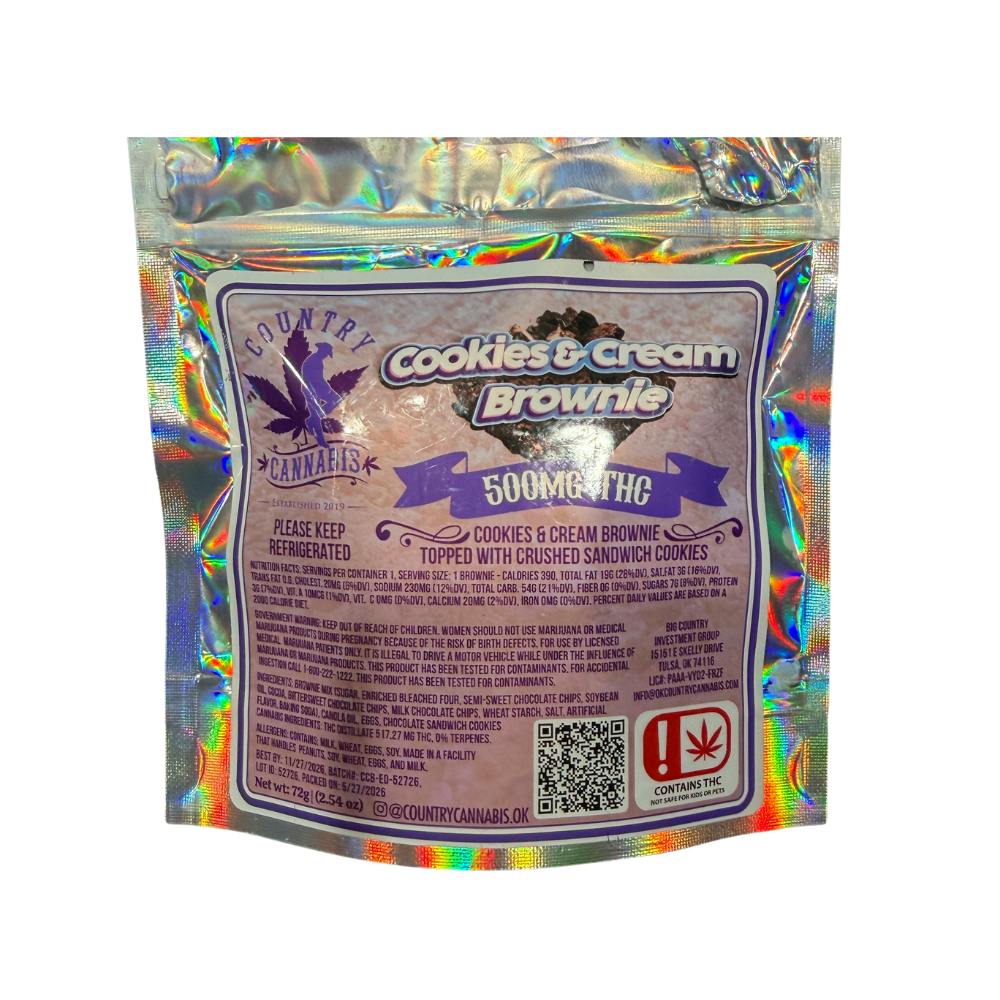 Country Cannabis - Cookies and Cream Brownie | Baked Goods | 500mg - 1