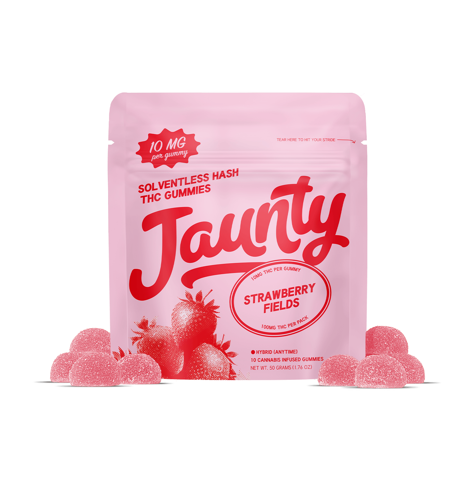 Jaunty - Strawberry Fields Hash Infused | 100mg | 10ct | 10mg/ea - 1