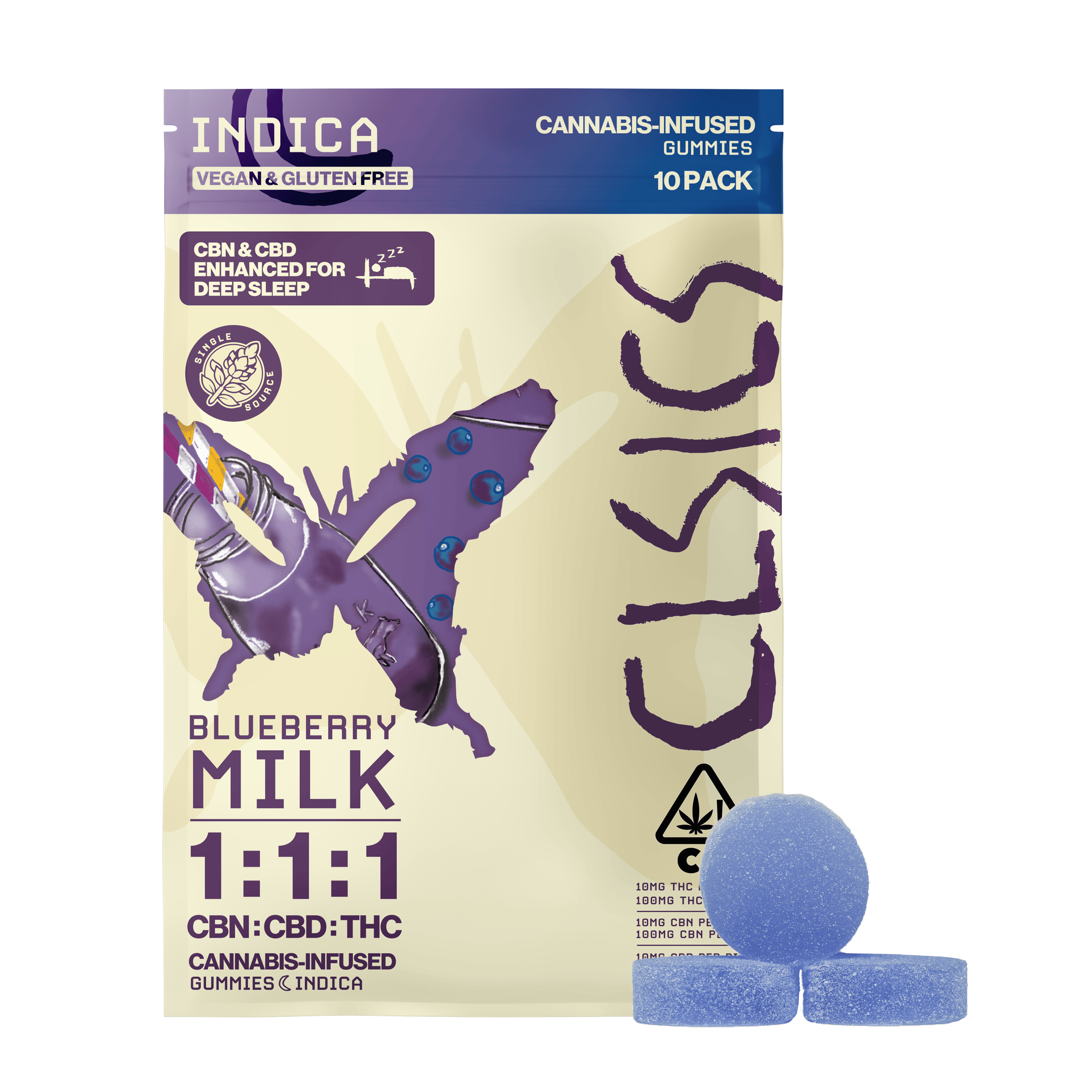 CLSICS Rosin & Rosin Infused Pre Rolls - CBN Blueberry Milk - Live Rosin Infused Gummies - 10ct - 1