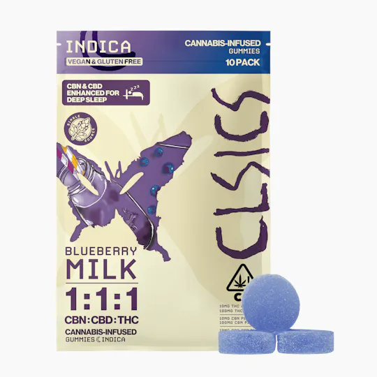 CLSICS Rosin & Rosin Infused Pre Rolls - CBN Blueberry Milk - Live Rosin Infused Gummies - 10ct - 1