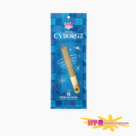 Goldkine - Hy-R Cyborgz Liquid Diamond Infused Pre Roll 1G | Blueberry Crumble - 1