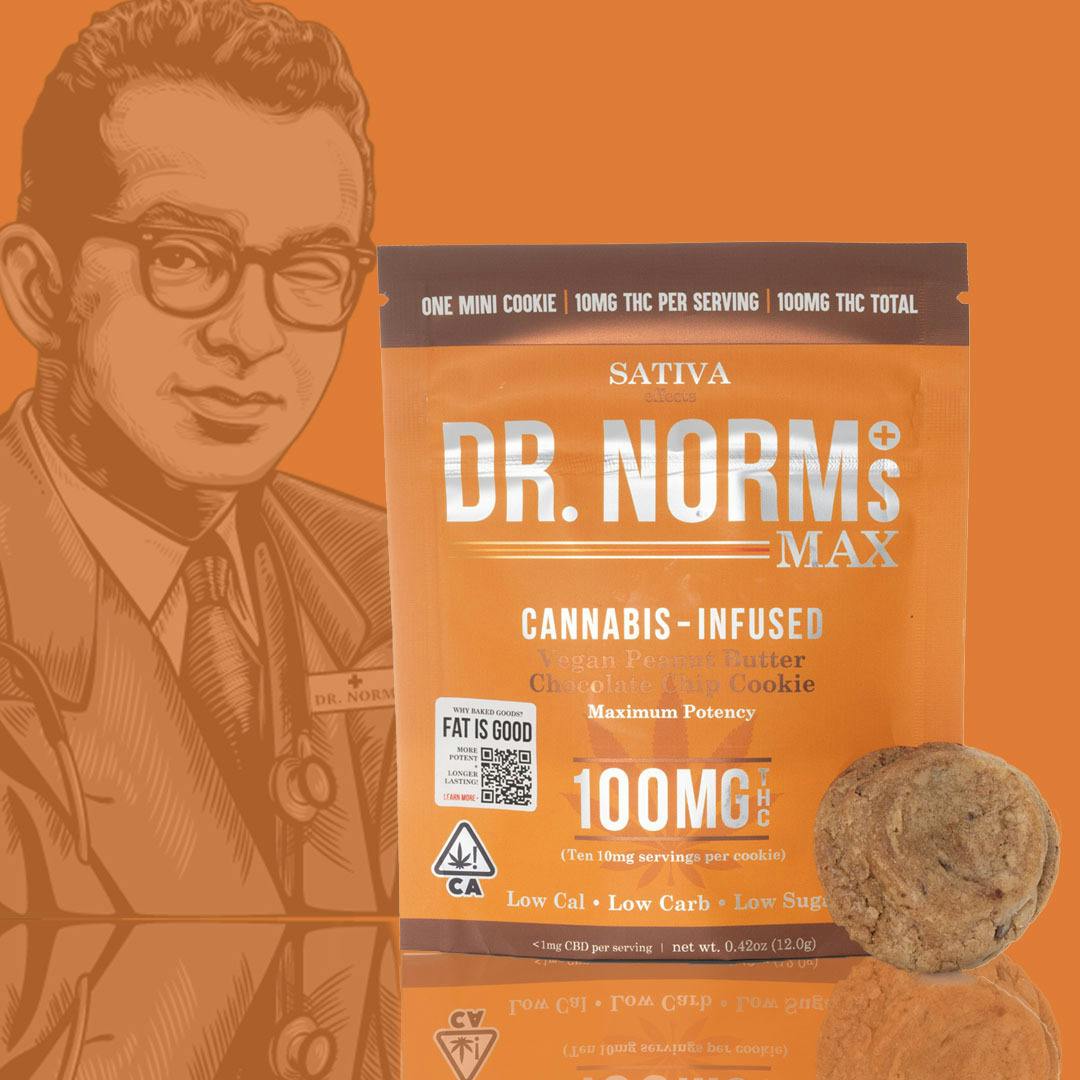 Dr. Norm's - Vegan Peanut Butter Chocolate Chip 100mg MAX Cookie - SATIVA - 1