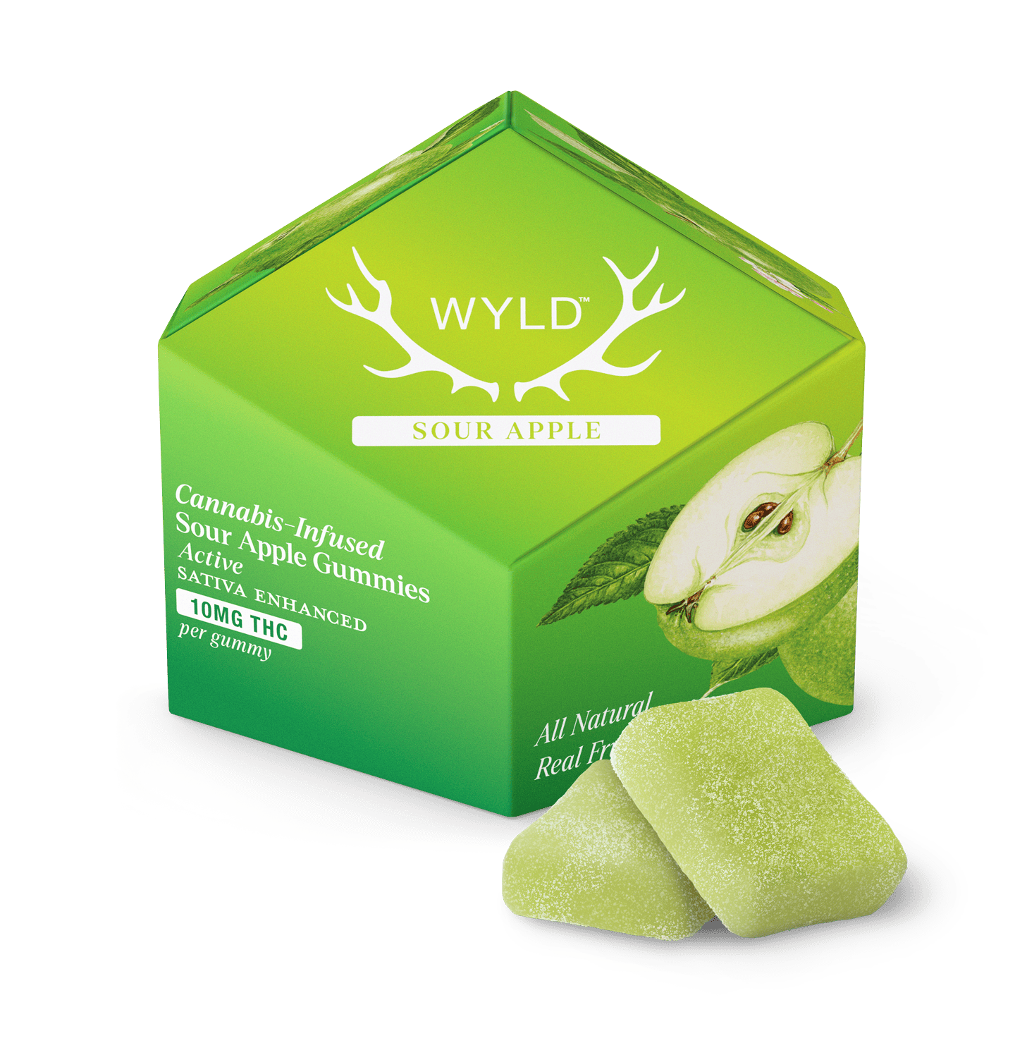 WYLD - WYLD | Sour Apple Sativa Enhanced Gummies | 100mg | 10ct | 10mg/ea - 1