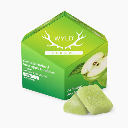 WYLD - WYLD | Sour Apple Sativa Enhanced Gummies | 100mg | 10ct | 10mg/ea - 1