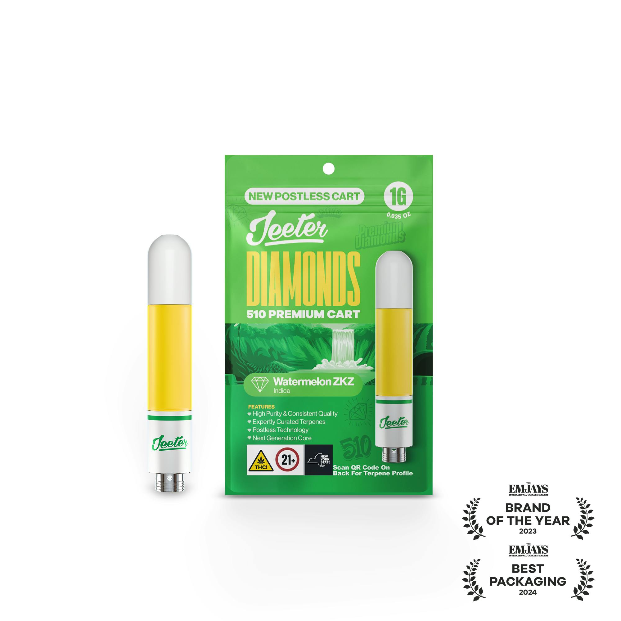 Jeeter - Jeeter | Watermelon ZKZ | Diamonds 510 Premium Cartridge | 1g - 1