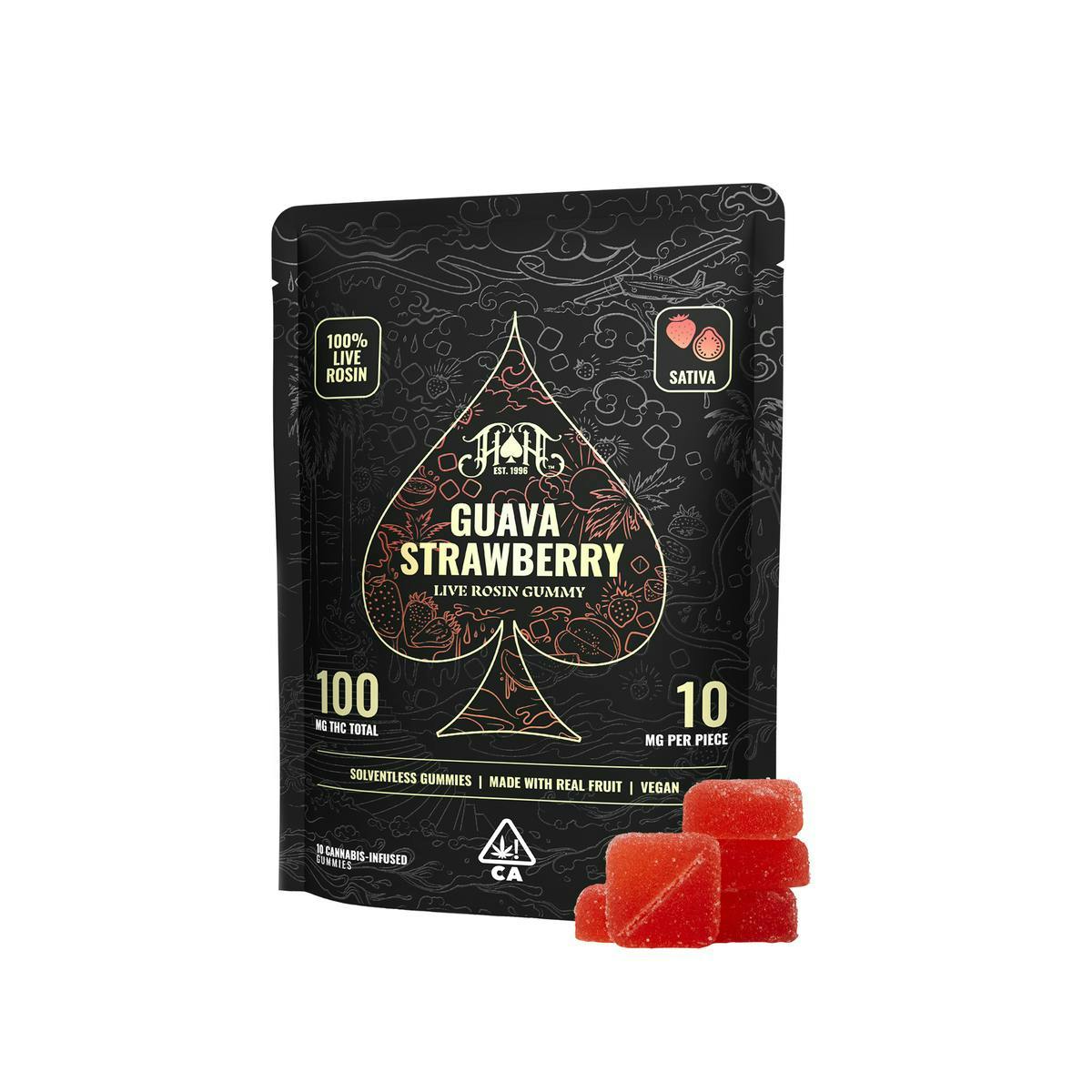 Heavy Hitters - Live Rosin | Guava Strawberry Gummies | 100mg | 10ct | 10mg/ea - 1