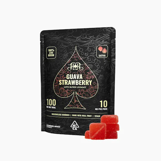Heavy Hitters - Live Rosin | Guava Strawberry Gummies | 100mg | 10ct | 10mg/ea - 1