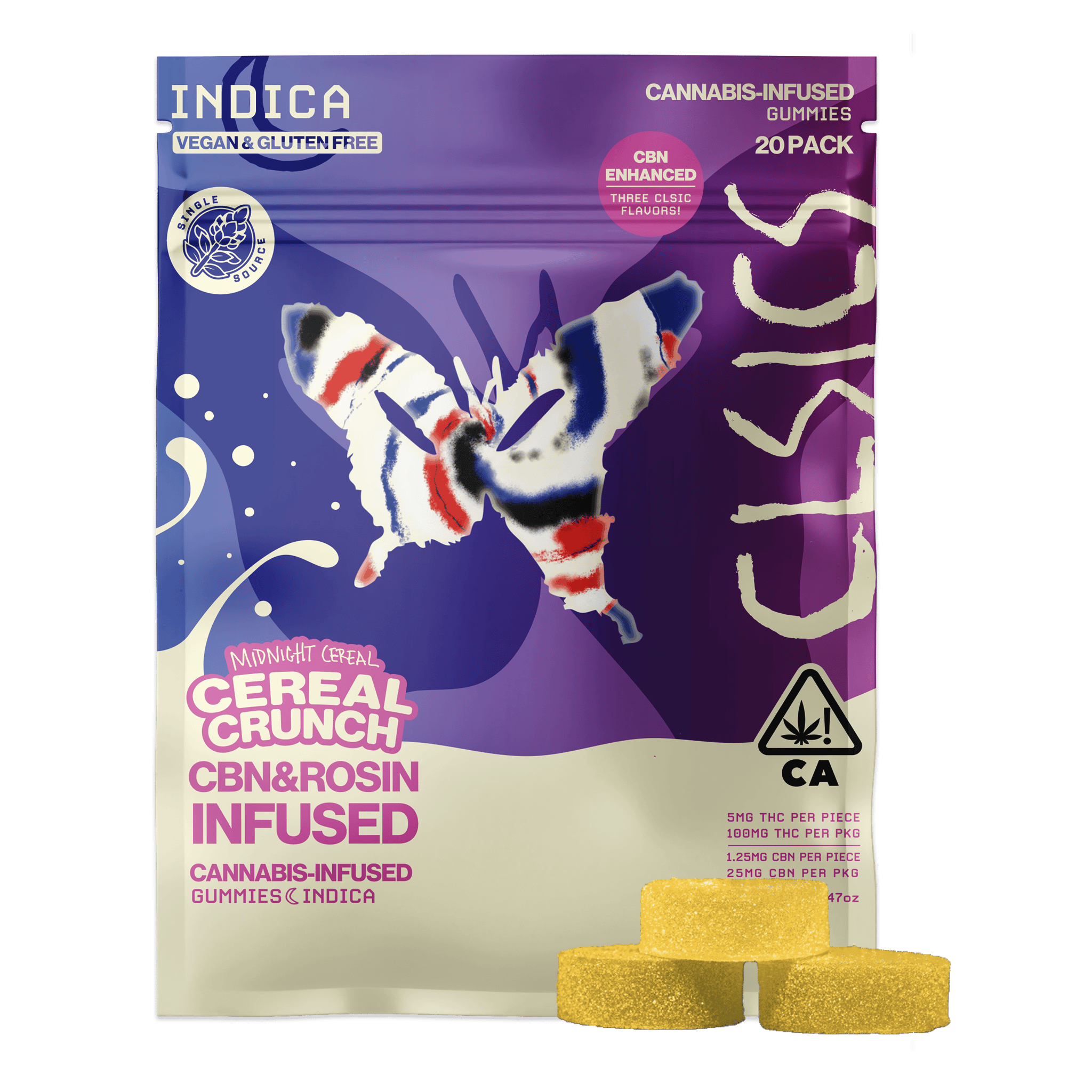 CLSICS Rosin & Rosin Infused Pre Rolls - Midnight Cereal Killer Live Rosin Infused Gummies - 20ct - 1