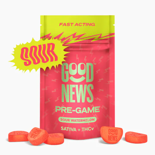 Good News - Pre-Game | Sour Watermelon Gummies | 100mg | 20ct | 5mg/ea - 1