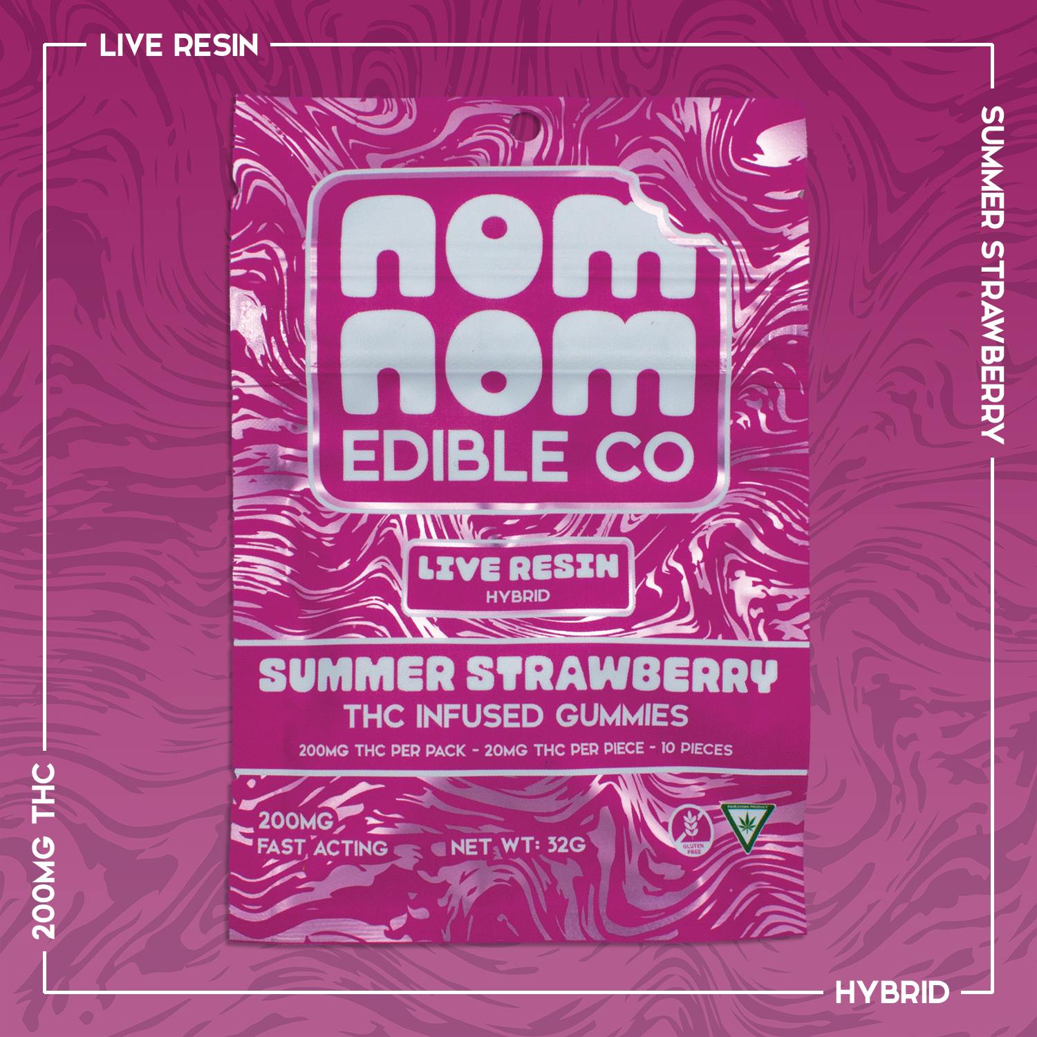 Nom Nom Edible Co - Nom Nom LR Gummies | Summer Strawberry | 200mg - 1