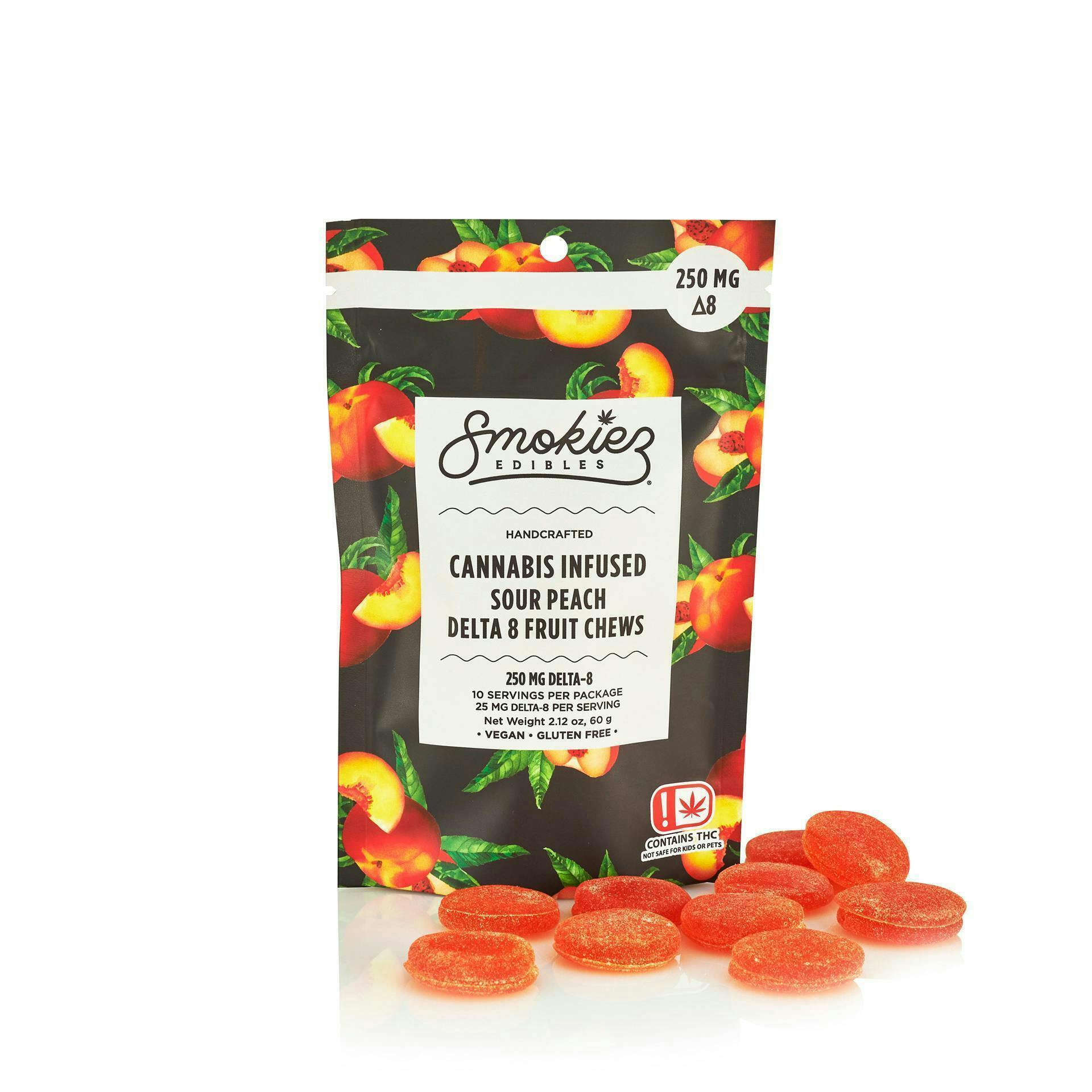 Smokiez Edibles - Sour Peach Delta-8 Gummies | 250mg | 10ct | 25mg/ea - 1