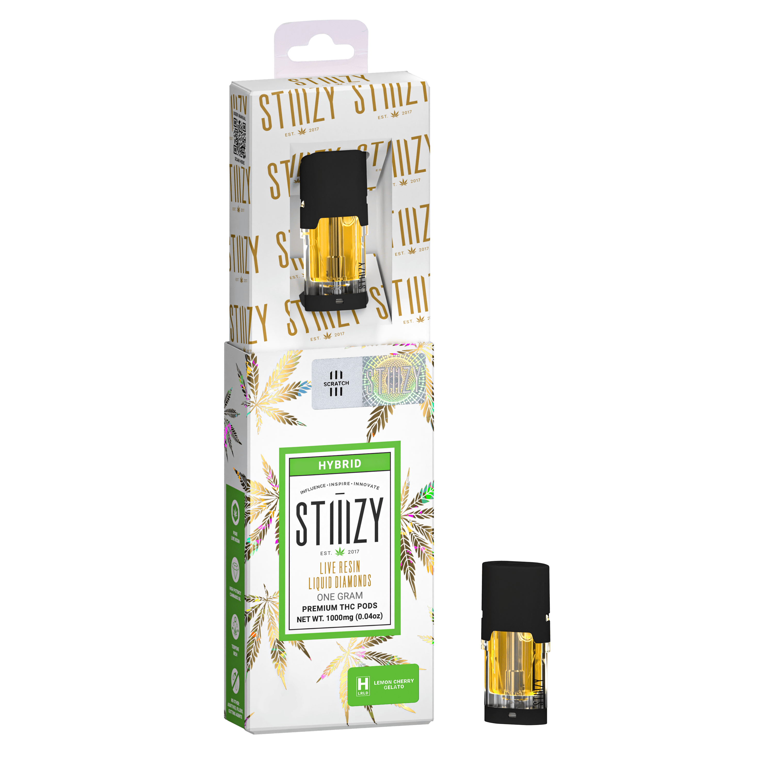 STIIIZY - Vape Cartridge - LEMON CHERRY GELATO 1G Live Resin Liquid Diamonds Pod - 1