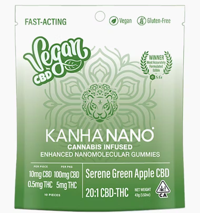 KANHA - NANO | Serene Green Apple 20:1 CBD:THC | 5mg | 10ct | 0.5mg/ea - 1