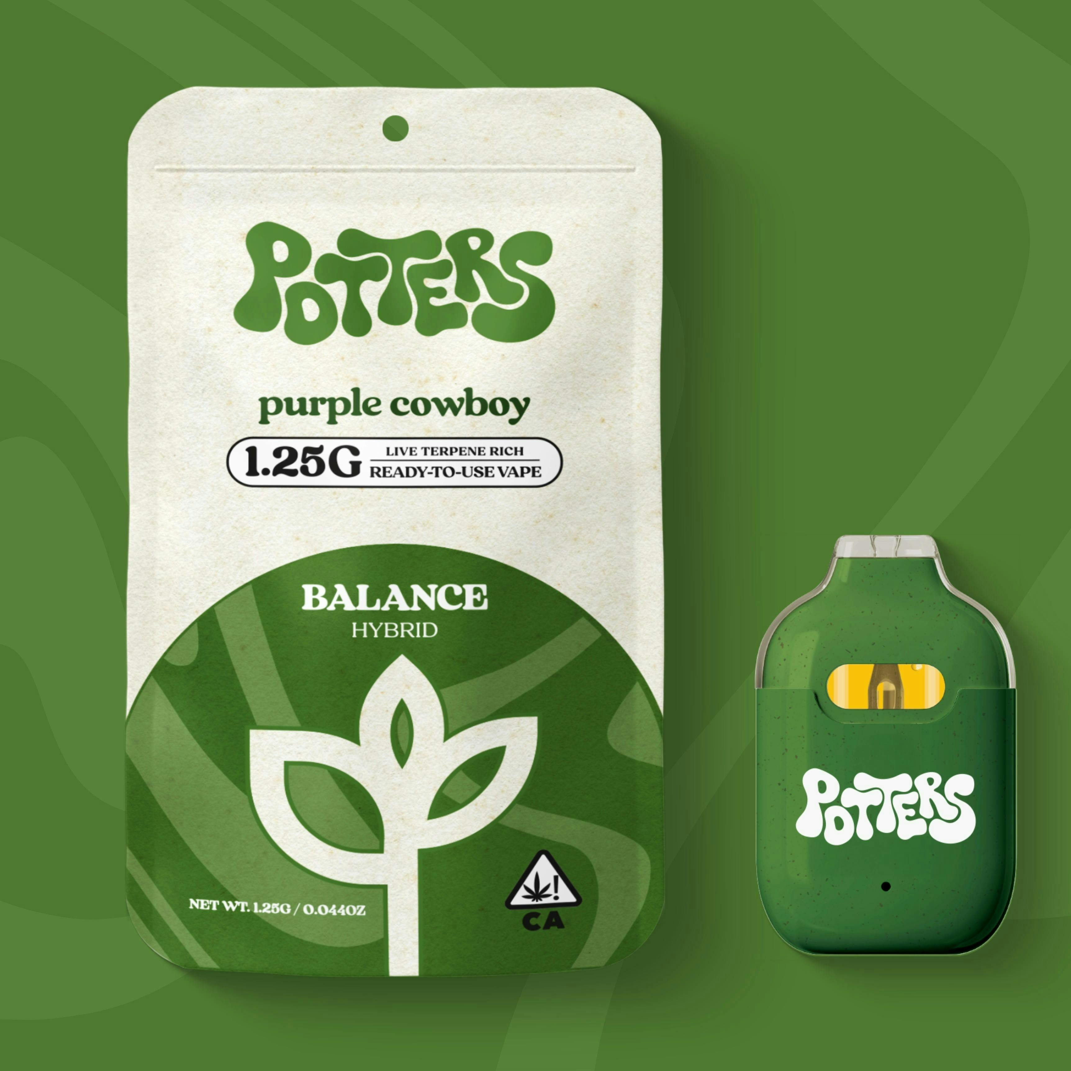 Potters - Purple Cowboy | Live Resin Disposable | 1.25g - 1