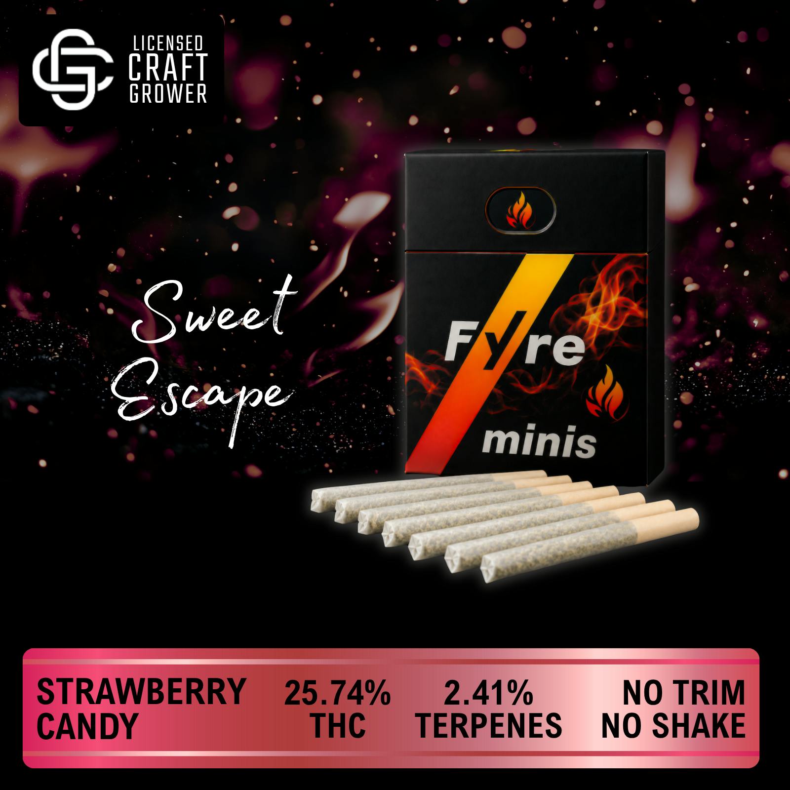 Realeaf Botanicals - Fyre OG Mini Uninfused Strawberry Candy Pre-Rolls 8 - Pack 2.4g - 1