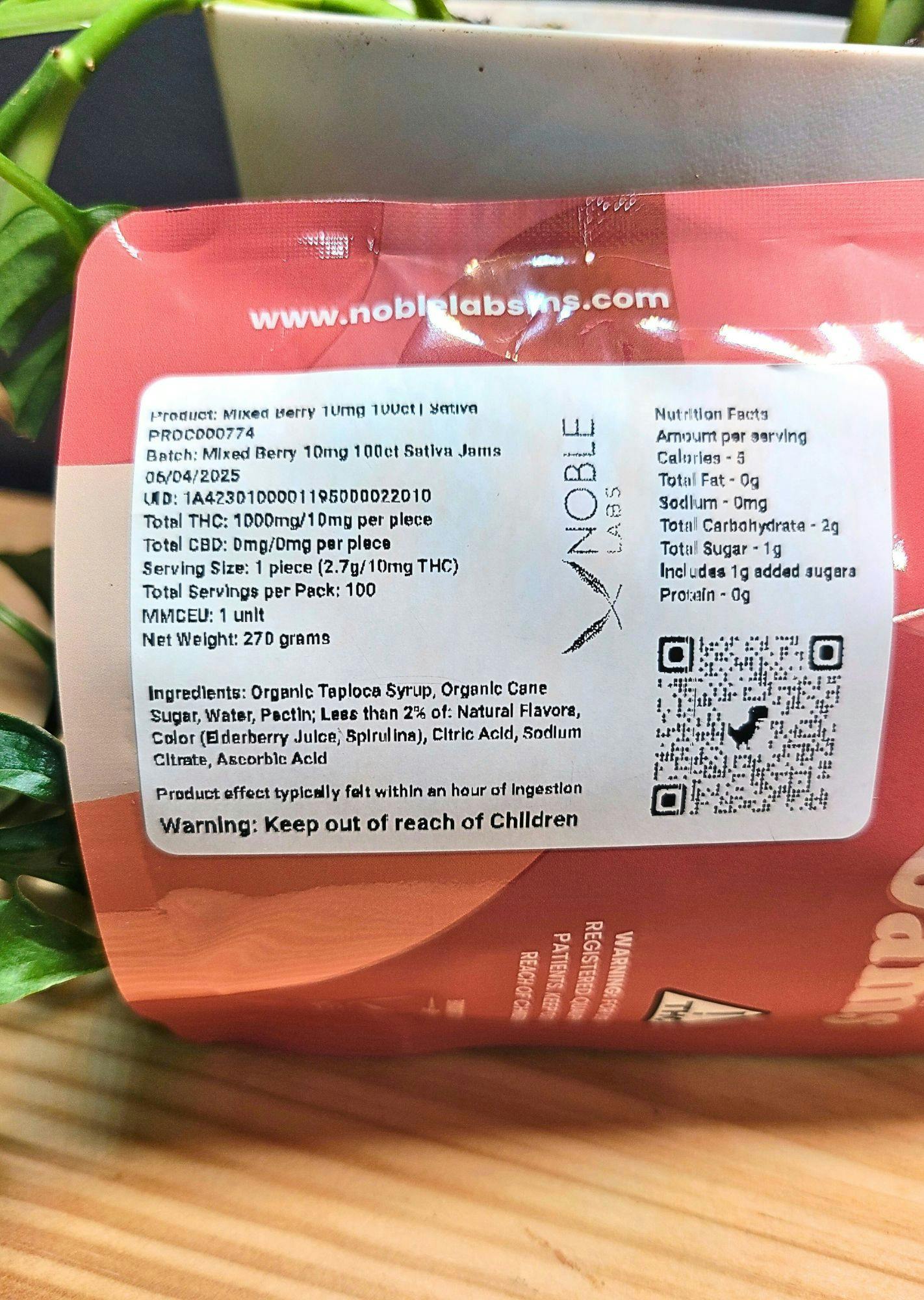 Noble Labs - Noble Labs - Sativa JAMS 10mg 100pk | Mixed Berry - 1