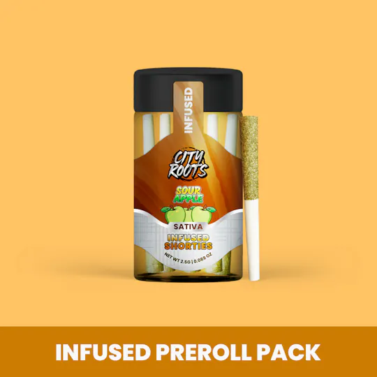 City Roots - Sour Apple (Sativa) 5pk Infused Shorties Prerolls 2.5g - 1