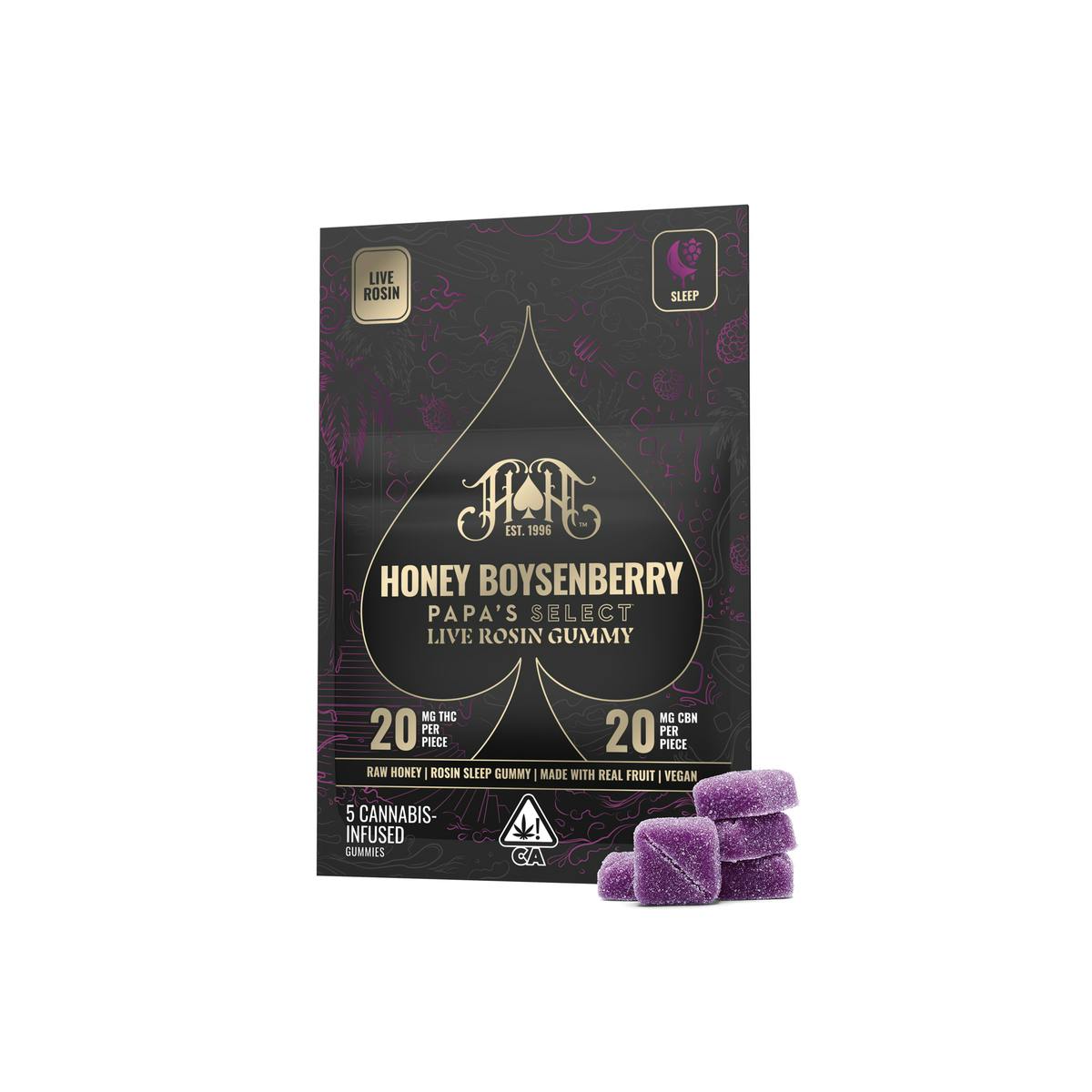Heavy Hitters - Honey Boysenberry | Indica - Live Rosin Gummies - 100mg THC - 1