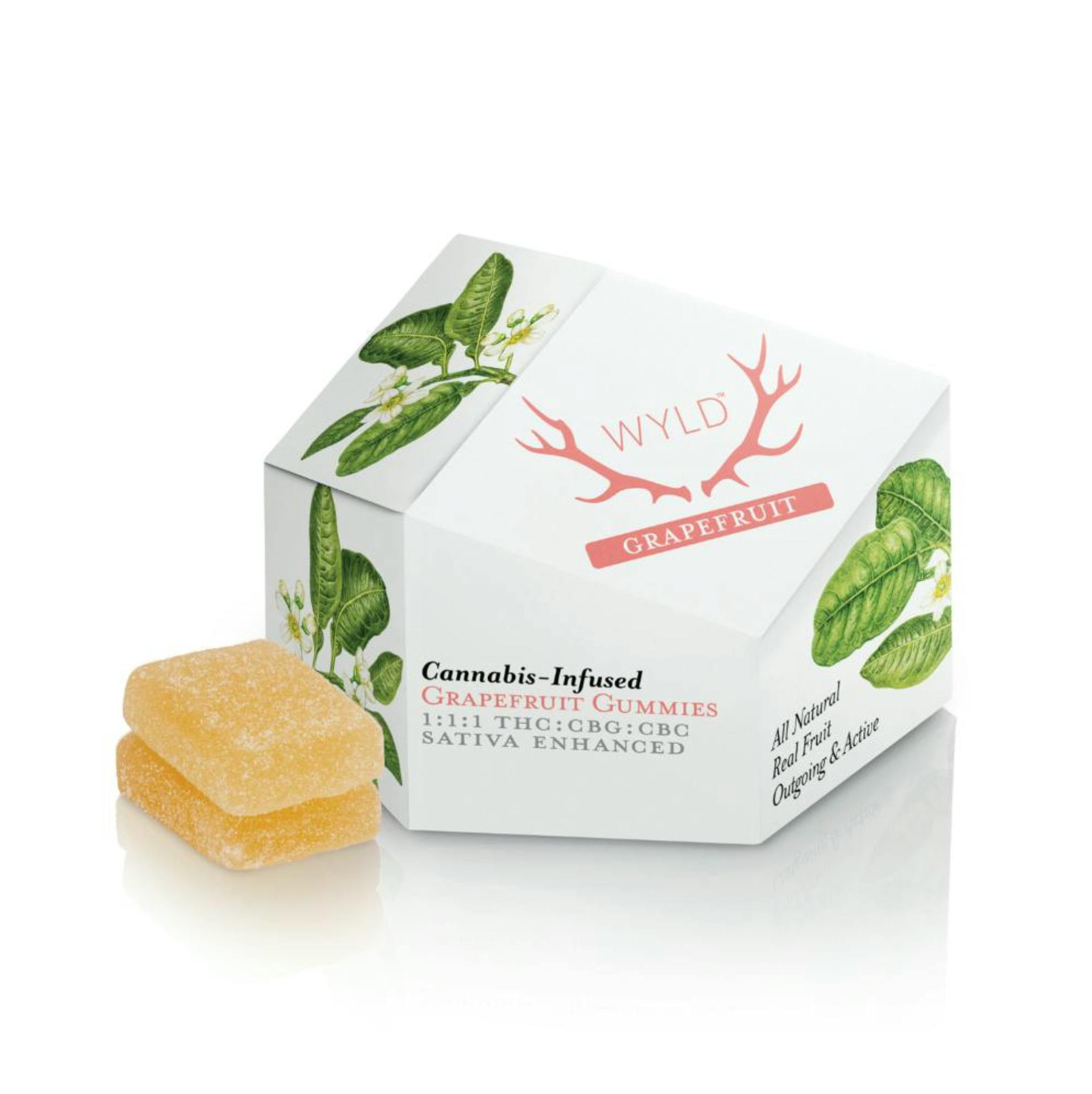 WYLD - Grapefruit 1:1:1 THC:CBG:CBC Sativa Gummies | 100mg | 20ct | 5mg/ea - 1
