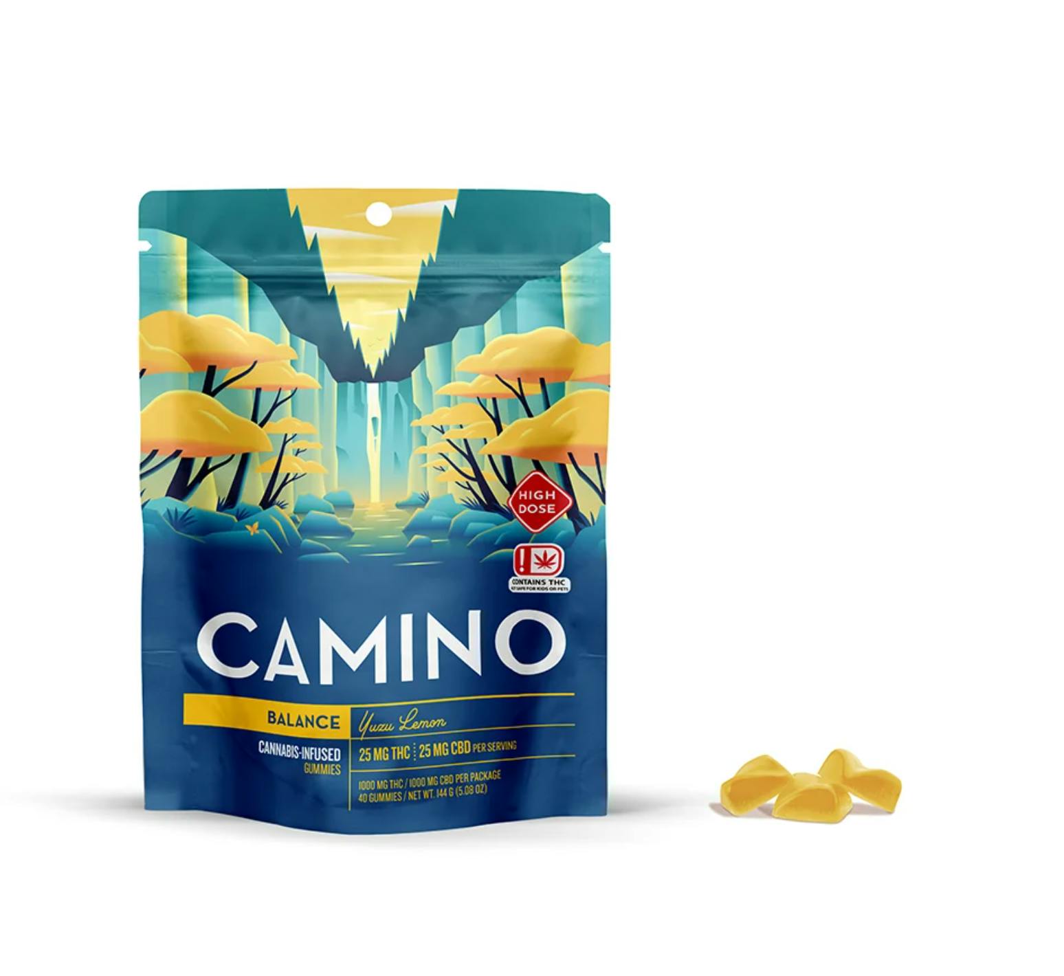 Camino - Balance | Yuzu Lemon THC:CBD 1:1 Gummies | 1000mg | 40ct | 25mg/ea - 1
