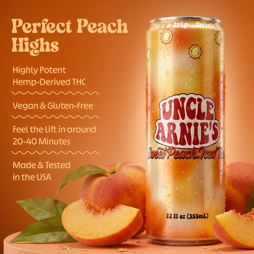Uncle Arnies - Sweet Peach Iced Tea | Non-Carbonated | 100mg | 12oz - 1
