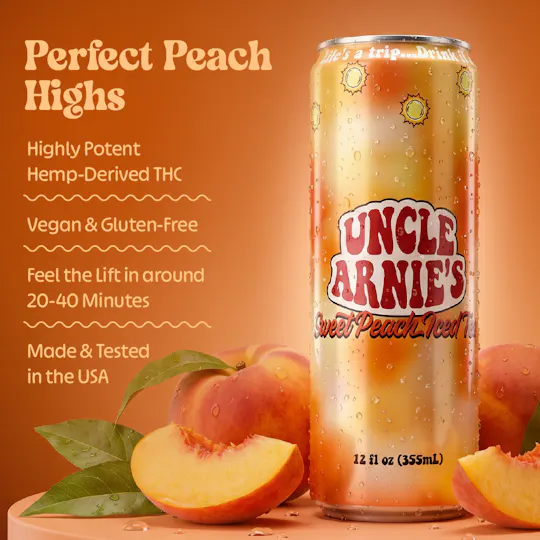 Uncle Arnies - Sweet Peach Iced Tea | Non-Carbonated | 100mg | 12oz - 1
