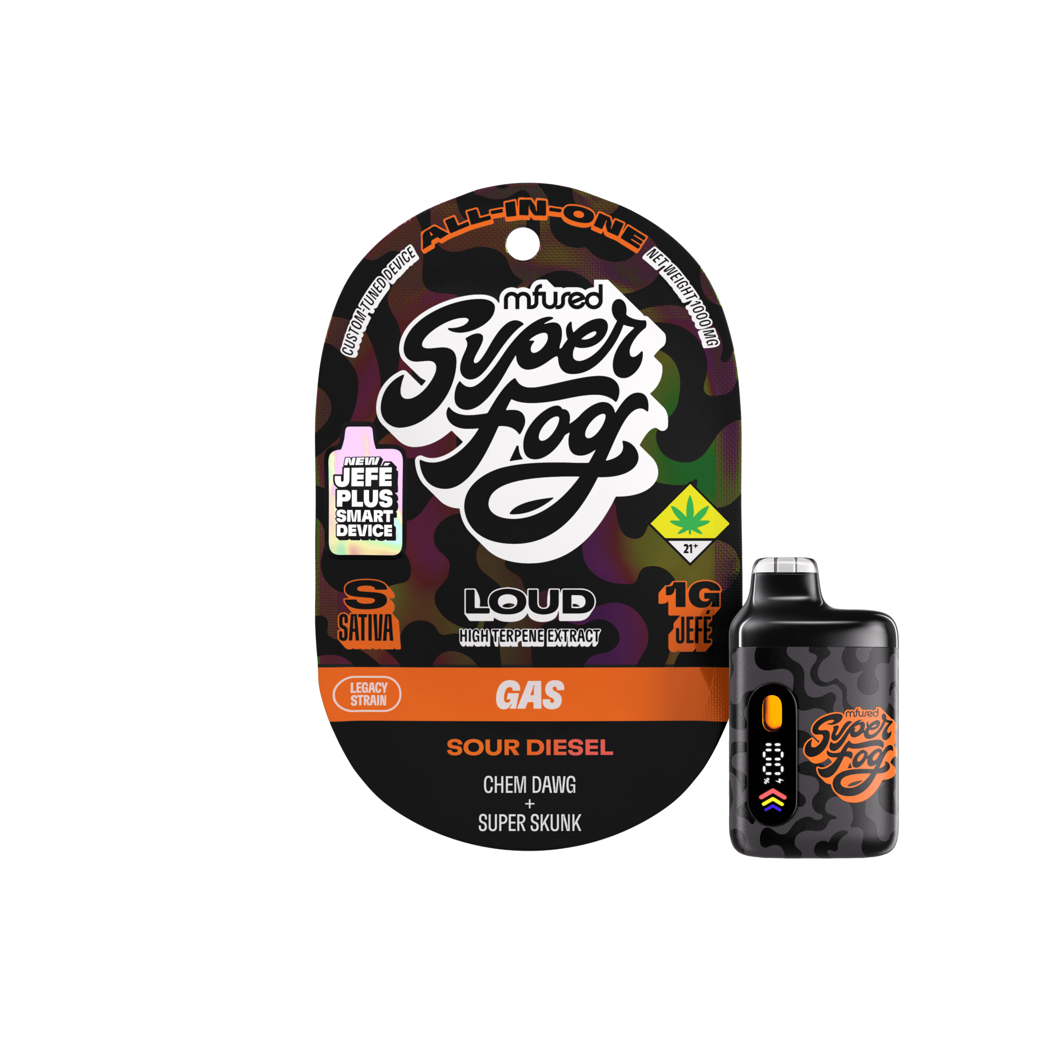 Super Fog by MFused - Sour Diesel | LOUD High Terpene Extract Jefé Plus Disposable | 1g - 1