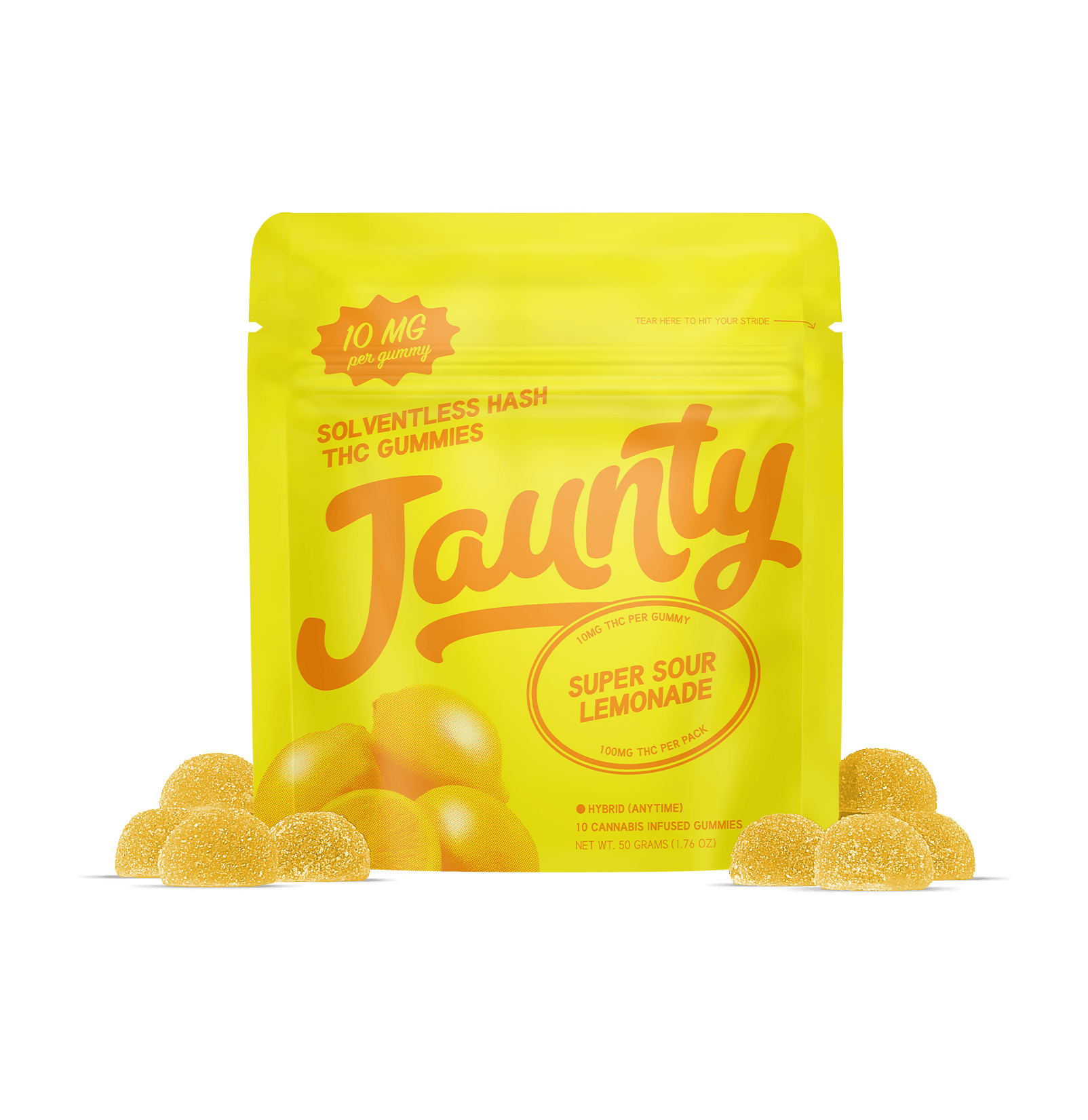 Jaunty - Super Sour Lemonade Hash Infused | 100mg | 10ct | 10mg/ea - 1