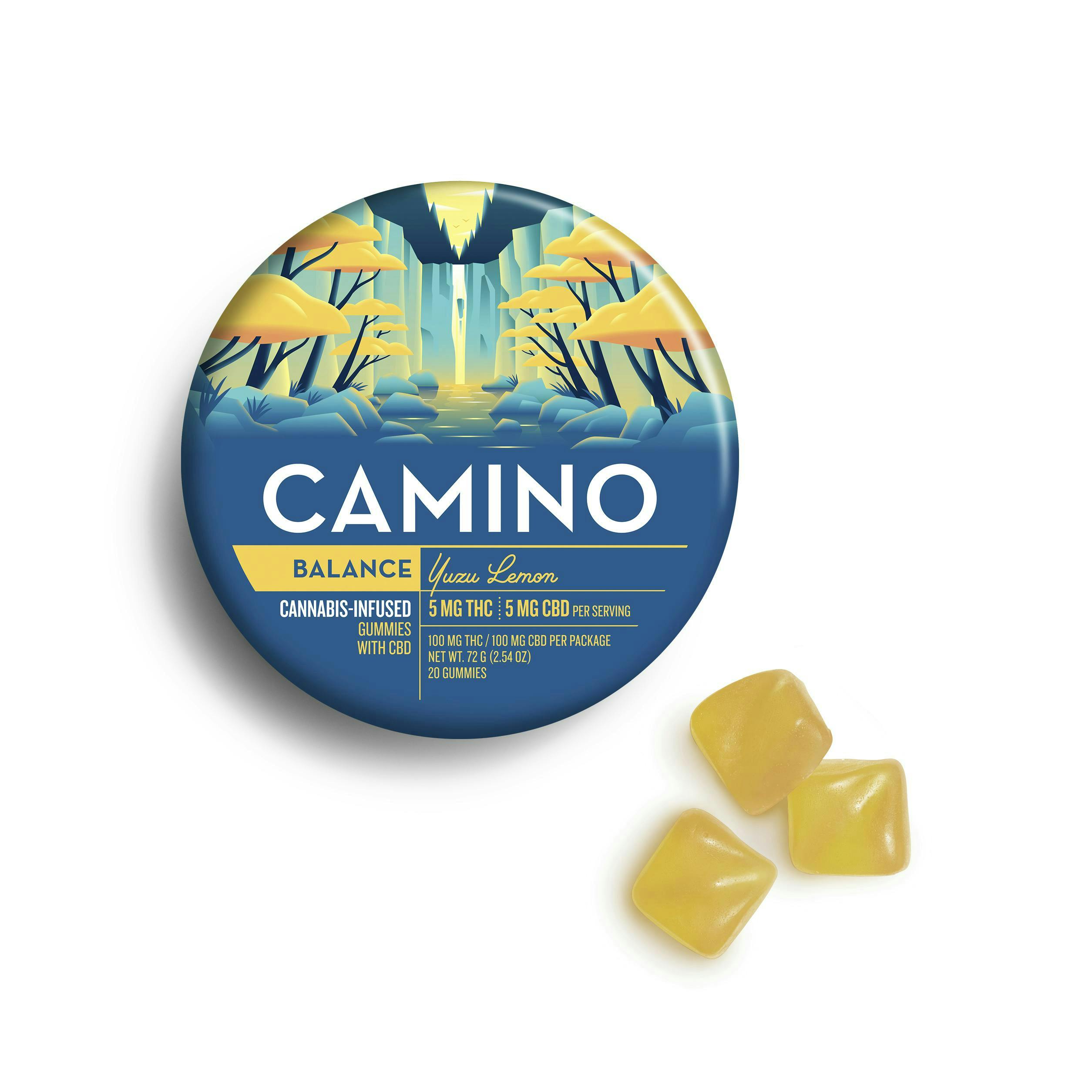 Camino - Balance | Yuzu Lemon THC:CBD 1:1 Gummies | 100mg | 20ct | 5mg/ea - 1