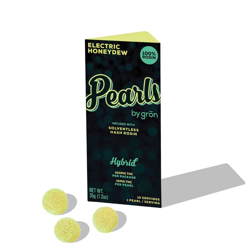 Grön Edibles - Electric Honeydew Pearls | Rosin Edibles | 100mg | 10ct | 10mg/ea - 1