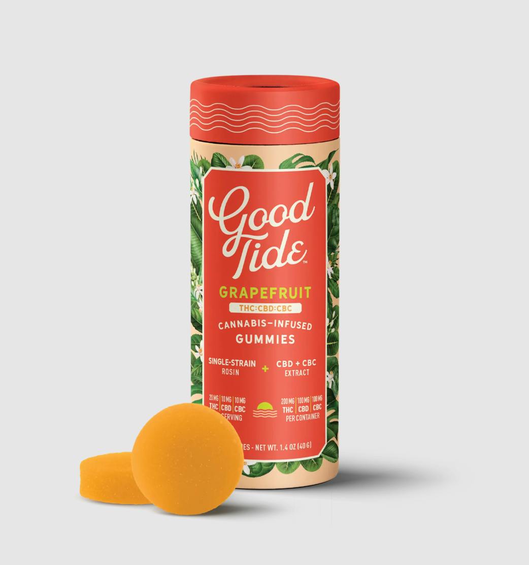 Good Tide - Grapefruit 2:1:1 THC:CBD:CBC Gummies | 200mg | 10ct | 20mg/ea - 1