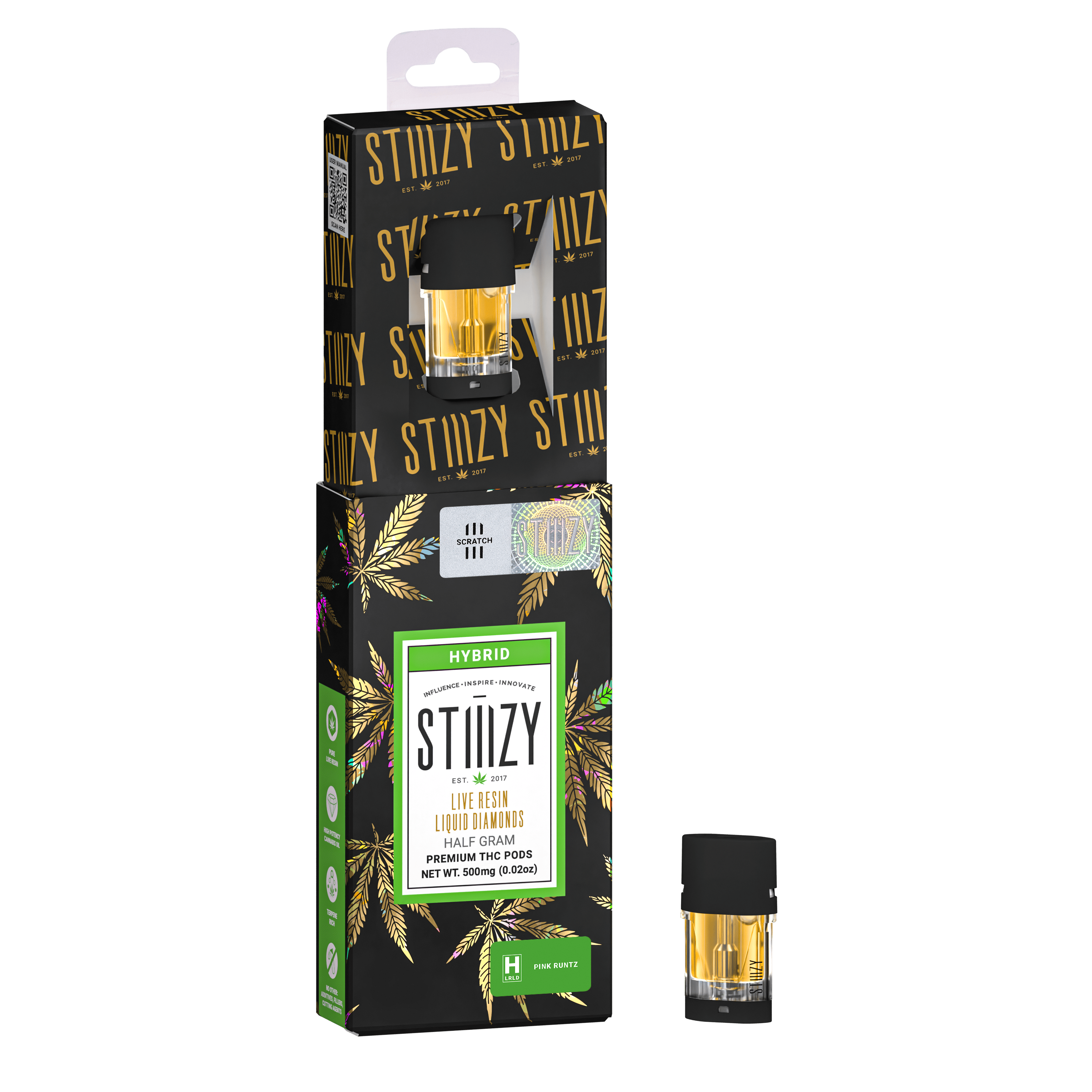 STIIIZY - Vape Cartridge - PINK RUNTZ .5G Live Resin Liquid Diamonds Pod - STIIIZY - 1