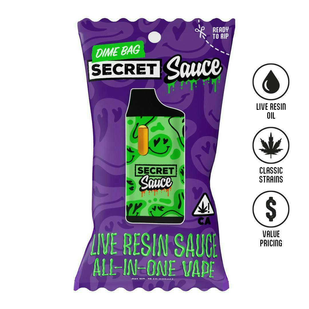 Dime Bag - Face On Fire | Secret Sauce Live Resin Disposable | 1g - 1