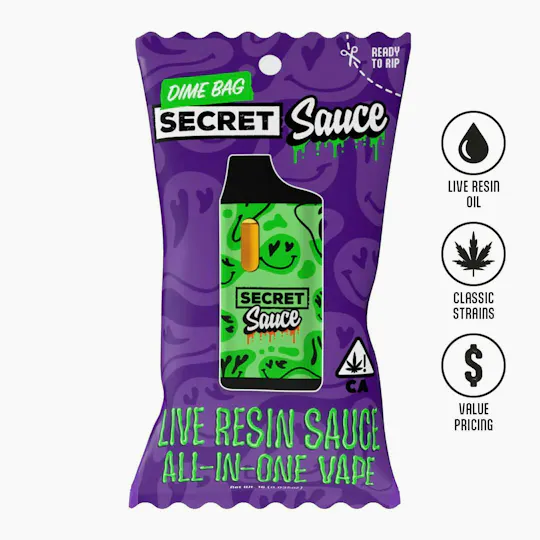 Dime Bag - Face On Fire | Secret Sauce Live Resin Disposable | 1g - 1