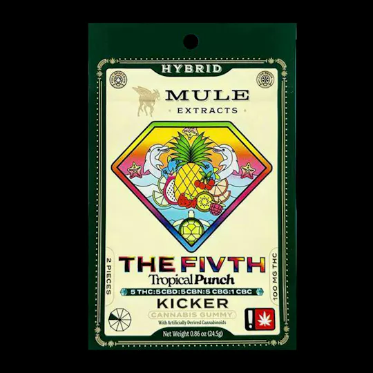 Mule Extracts - Tropical Punch "The Fivth" 5:5:5:5:1 Kicker Gummy | 100mg | 2ct | 50mg/ea - 1