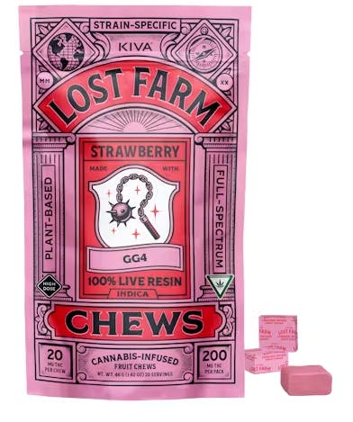 Lost Farm - Strawberry 'GG4' Live Resin Chews | 200mg | 10ct | 20mg/ea - 1