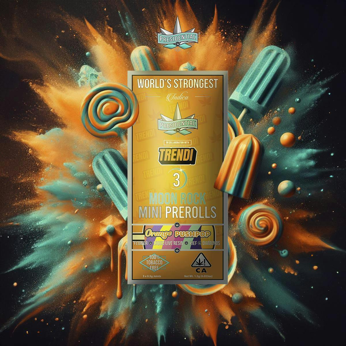 Presidential - Orange Push-Pop | Moon Rock Infused Minis | 0.5g each | 3pk - 1