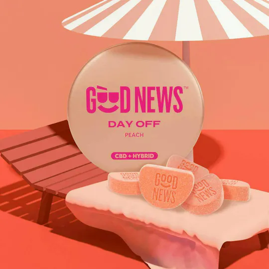 Good News - Day Off | Peach 1:1 THC:CBD Gummies | 100mg | 10ct | 10mg/ea - 1