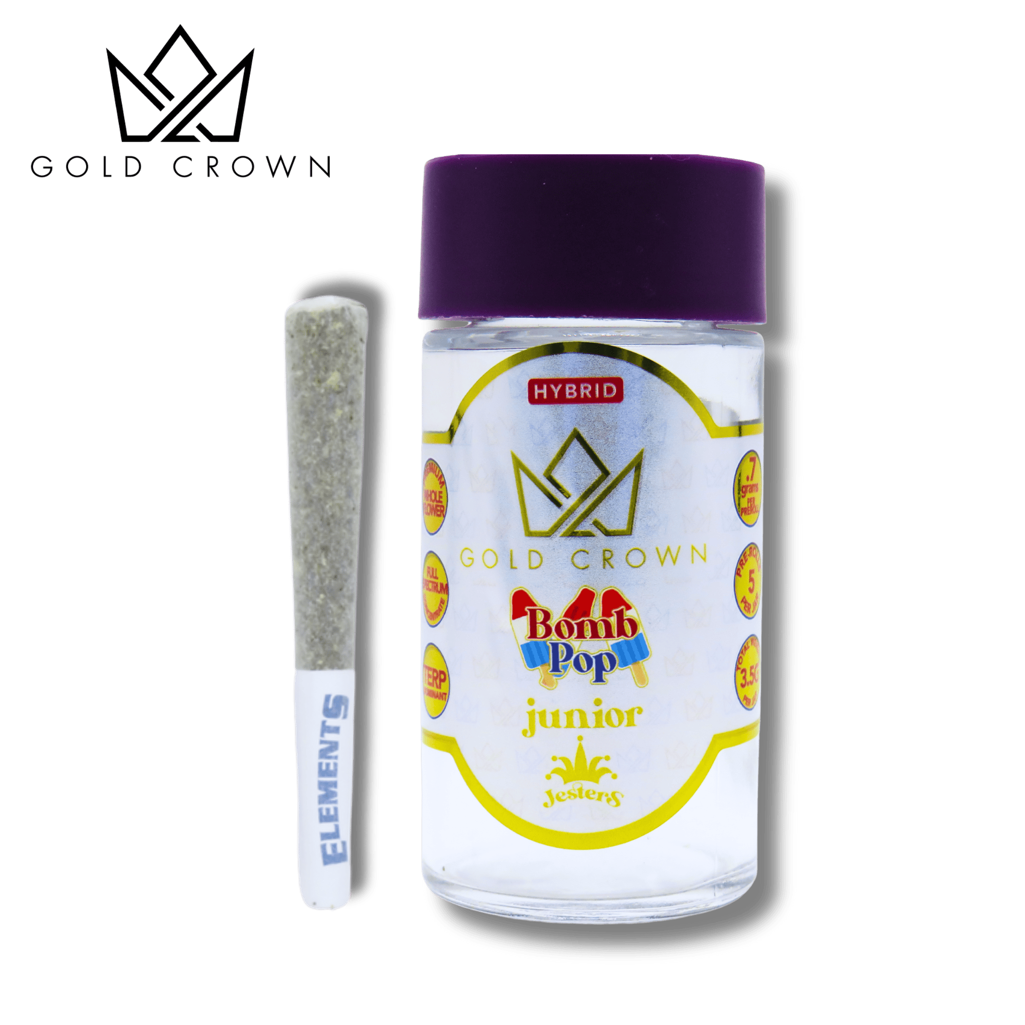 Gold Crown - Royal Junior Jesters | Bomb Pop | Infused Joints | 0.7g each | 5pk - 1